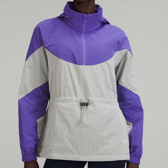 Lululemon Evergreen Anorak Windbreaker Quarter Zip Hoodie Purple Gray Size 8 - Picture 1 of 14